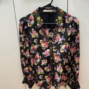 Alice and Olivia Floral Blouse, Size Large
